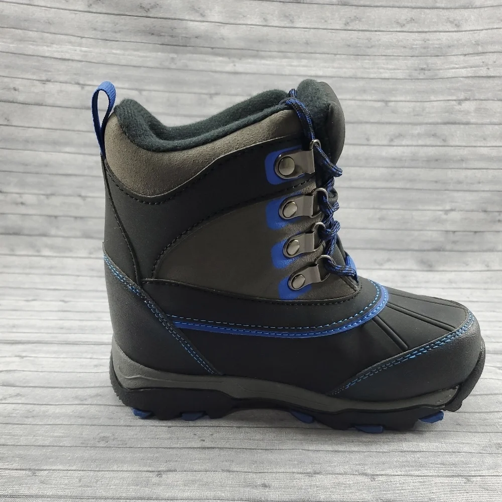 Totes Black Gray‎ Blue Winter Snow Boots Size 12 Ricky